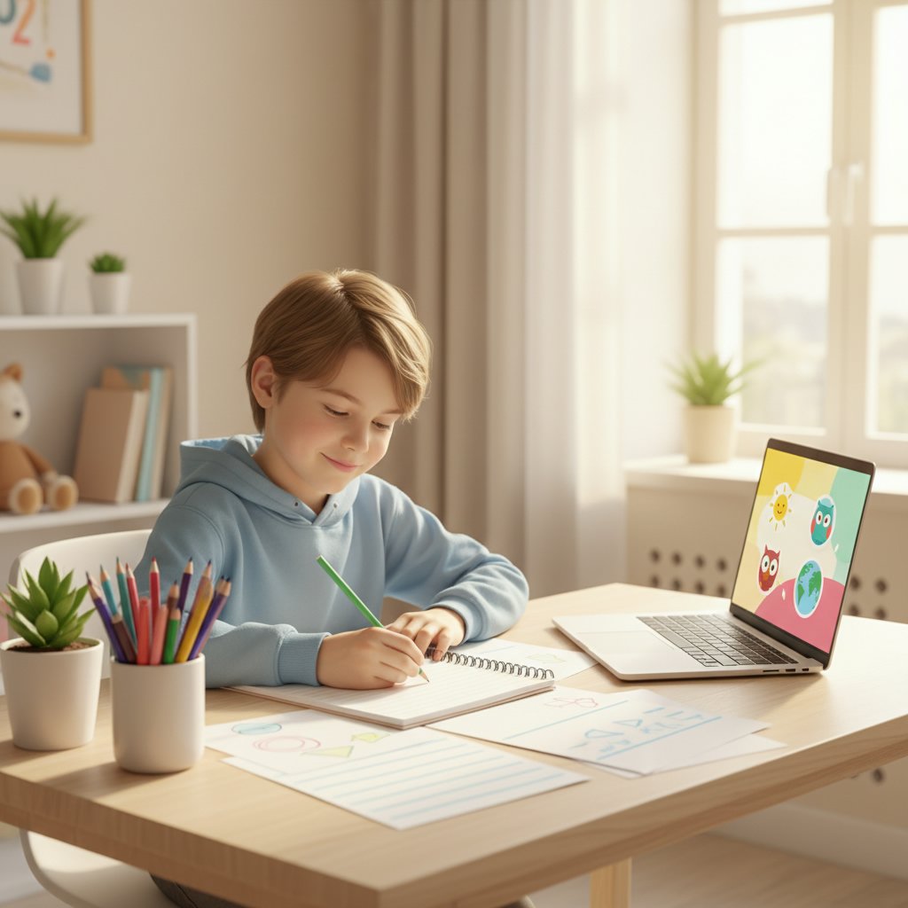 Copii învățând engleză online